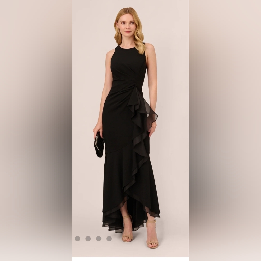 NWT ADRIANNA PAPELL high Low Dress With Ruffle Organza In Size US 16